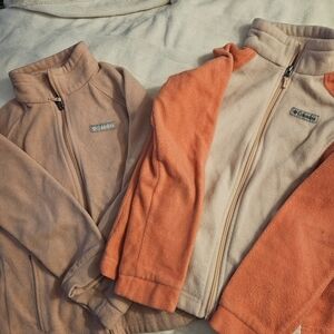 2 Columbia Kids' Fleece Jackets- Light Pink and Coral-EUC